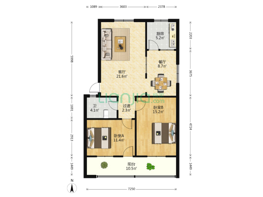 瑞金社区水利局家属院 2室2厅1卫 96平方