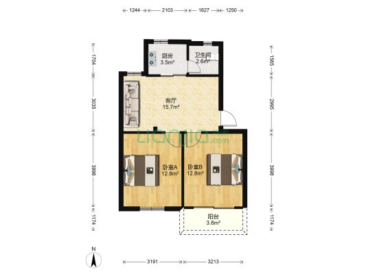 高工小区 2室1厅1卫 63平方