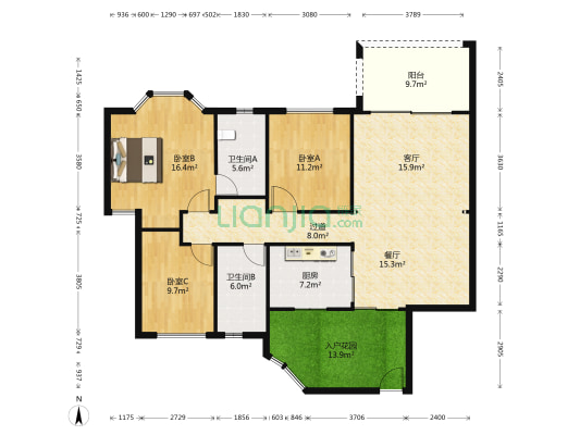 怡廷豪园二期、三期 3室2厅2卫 139平方