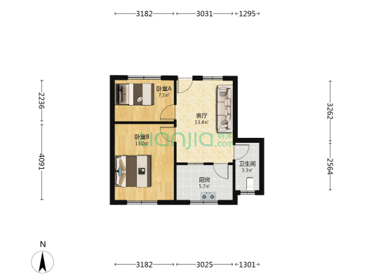 青颍路64号 2室1厅1卫 61平方