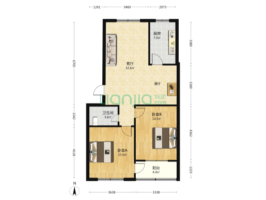 第三医院家属院 2室1厅1卫 96平方
