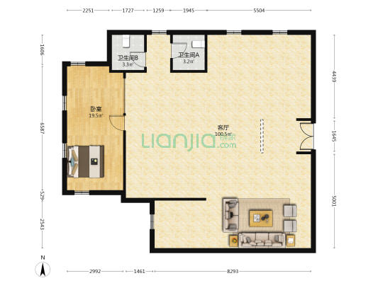 易发科技大厦 1室1厅2卫 169平方