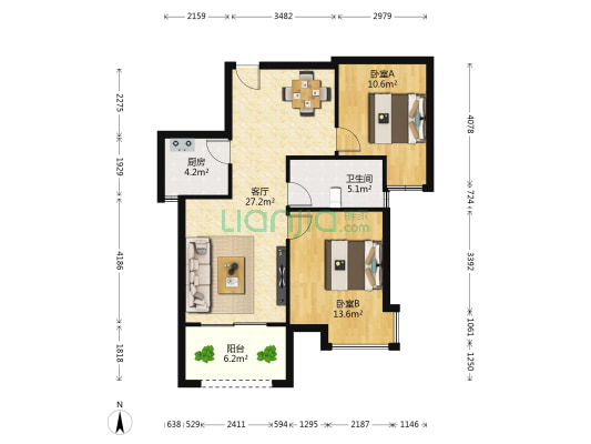 凯旋公馆 2室1厅1卫 82平方