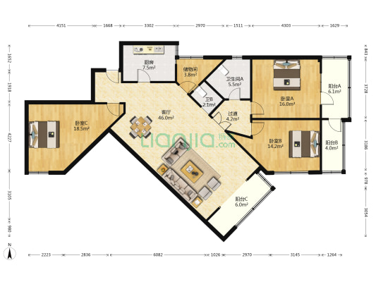 省建行朱雀路家属院 3室1厅2卫 158平方