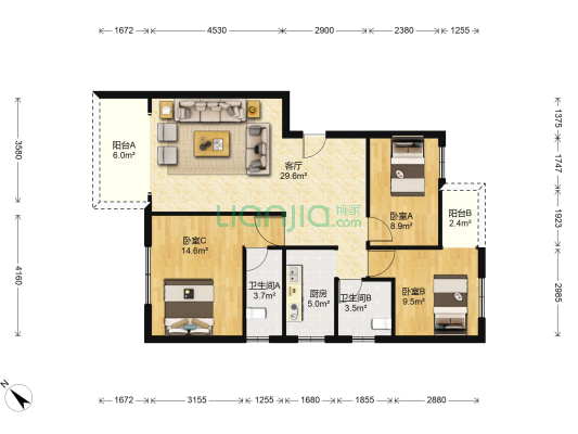 清远市清城区横荷金荷路39号住宅楼 3室1厅2卫 104平方