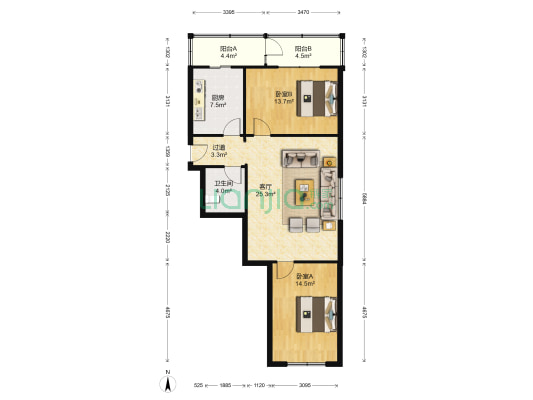 川南公寓 2室1厅1卫 93平方