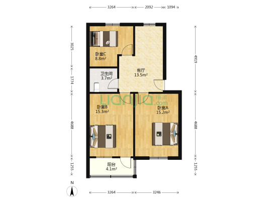 南街129号 3室1厅1卫 72平方