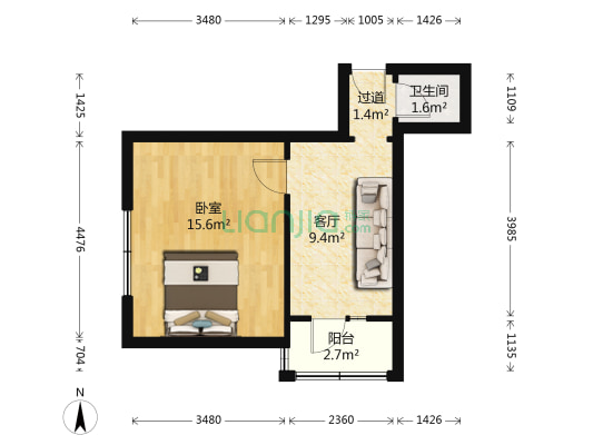跃升里 1室1厅1卫 41平方