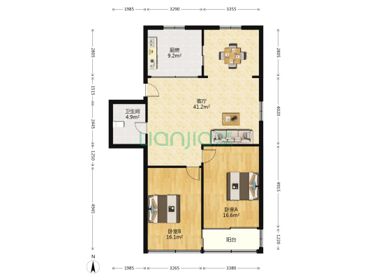板桥新村东区 2室1厅1卫 114平方