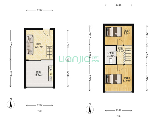 金色LOFT 2室1厅1卫 47平方