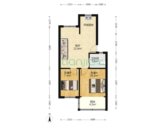 玉兰小区 2室1厅1卫 60平方