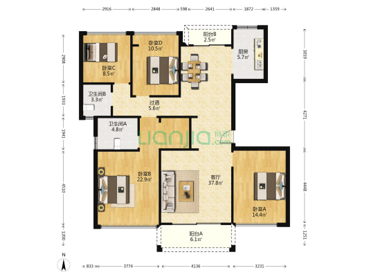 金隅上城郡 4室1厅2卫 142平方