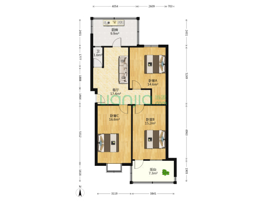 燕子山西路4号 3室1厅1卫 93平方