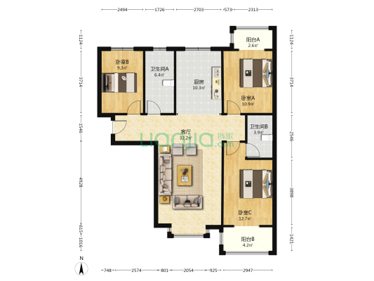 惠友万悦城  满二  税少  无尾款  诚意出售-户型图