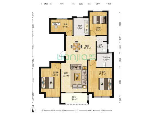 宝龙世家(越城区) 4室2厅2卫 123平方