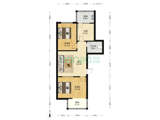 和平北路95号院小区 2室1厅1卫 72平方