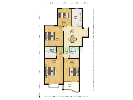 正和居 4室1厅2卫 124平方
