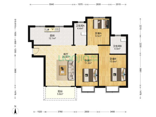 英祥承德公馆 3室1厅2卫 118平方
