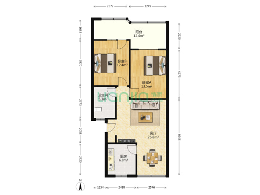 星火路19号环卫家属院 2室1厅1卫 96平方