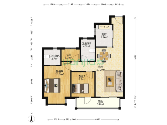 万科崇学雅苑 3室1厅2卫 97平方