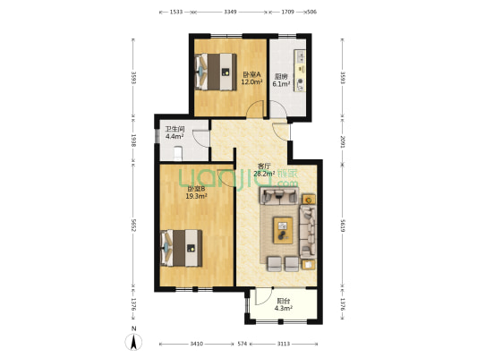 台头新苑 2室1厅1卫 99平方