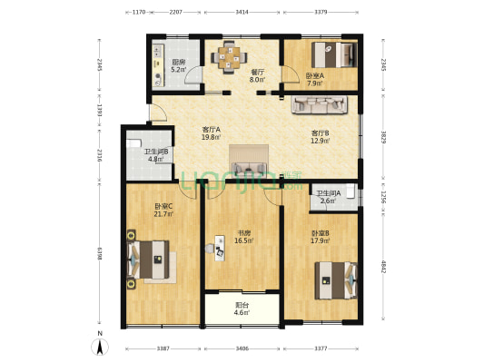 街南新村 4室3厅2卫 148平方