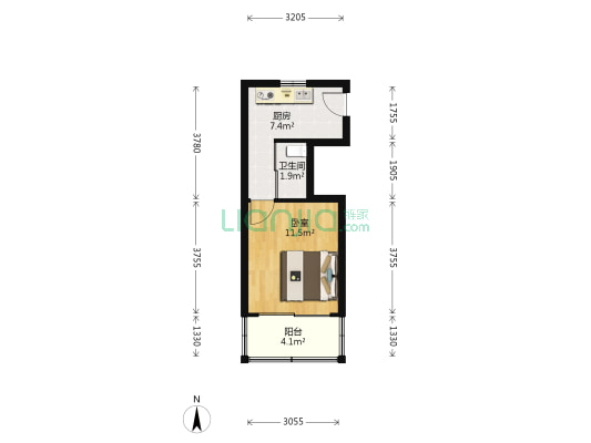 曹张新村第一社区本部 1室0厅1卫 32平方