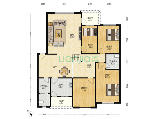 赤壁东路19号 3室1厅2卫 148平方