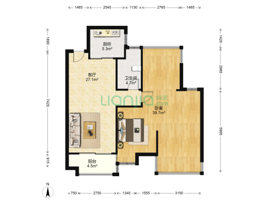 望江台璟宸 1室1厅1卫 99平方