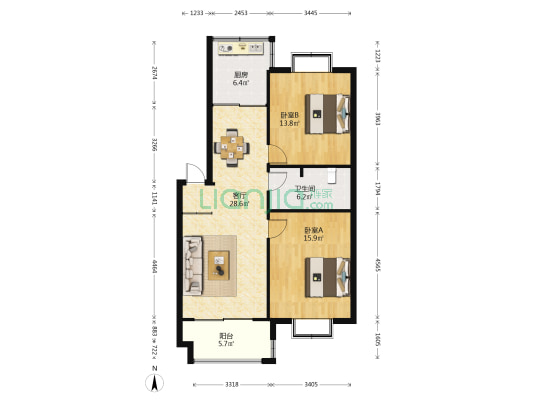 日月名苑 2室1厅1卫 92平方