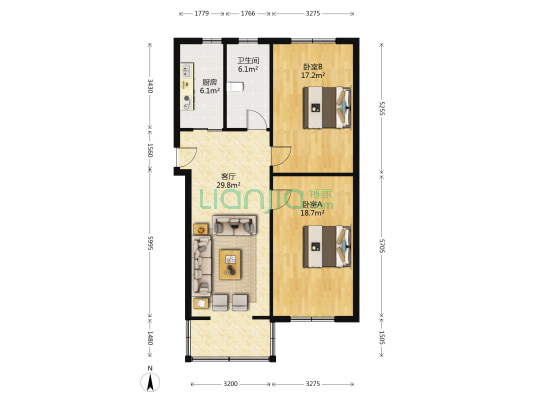 李闸路147号 2室1厅1卫 96平方