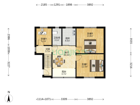 迈皋桥街186-1号 3室1厅1卫 71平方