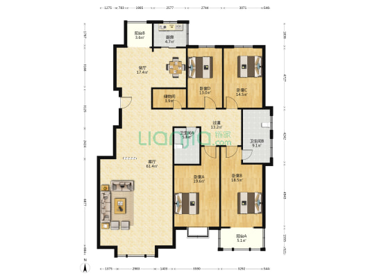展望路12号 4室2厅2卫 240平方