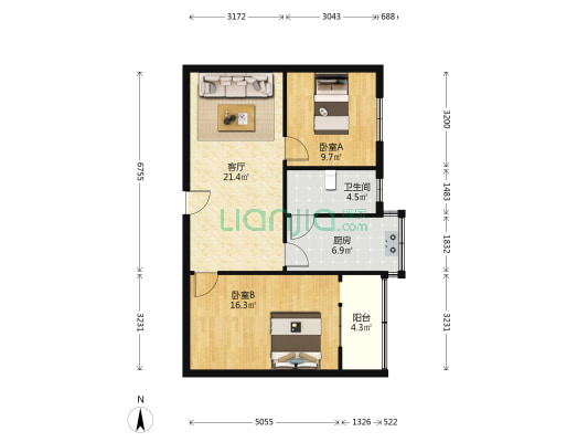 桐柏新楼 2室1厅1卫 72平方