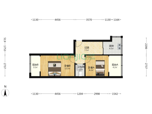北新街5号院 2室0厅1卫 48平方