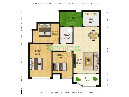 碧园华骊茗城 3室1厅1卫 99平方