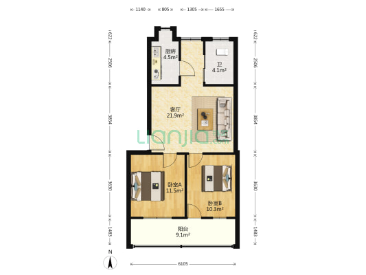 襄阳剧场家属院 2室1厅1卫 78平方