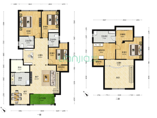 东山国际玫瑰谷 4室2厅3卫 129平方
