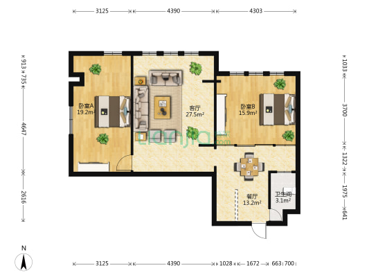 金联大厦 2室2厅1卫 103平方