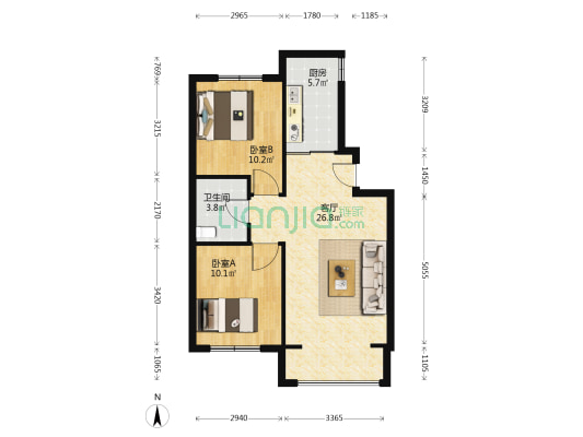 麓林春语 2室1厅1卫 81平方