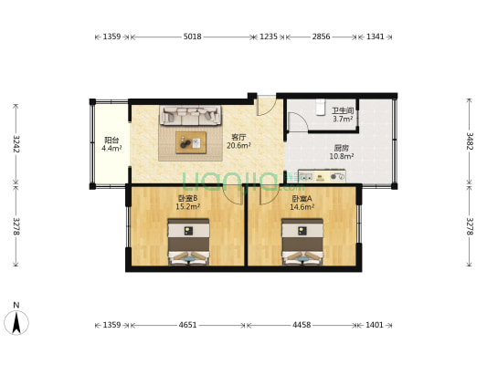 红花南路27号 2室1厅1卫 56平方