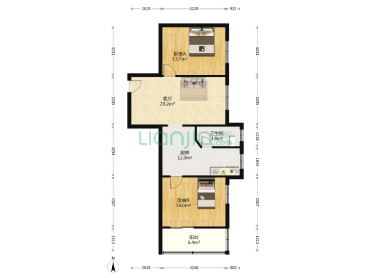 北京西路10号 2室1厅1卫 82平方