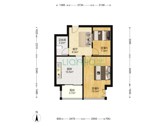 天和花苑 2室1厅1卫 73平方