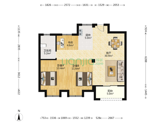 金欣家园 3室1厅1卫 93平方