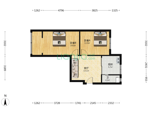 贡院巷51号 2室1厅1卫 61平方