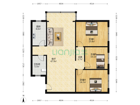 棠湖东路二段112号小区 3室1厅1卫 116平方
