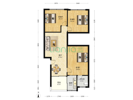 星沙三区 3室1厅1卫 285平方