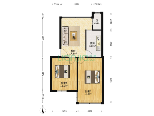 矿山小区 2室1厅1卫 91平方