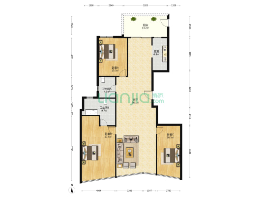 首座MAX 3室1厅2卫 207平方