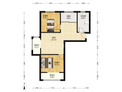 香溪谷精装两居，南北通透户型，花园式社区-涿州香邑溪谷户型图